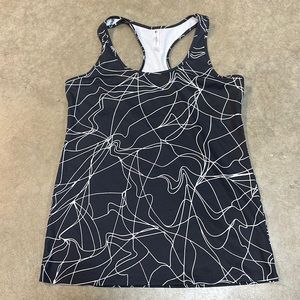 LN women’s Fabletics black and white racerback tank w/sheer back strip Medium